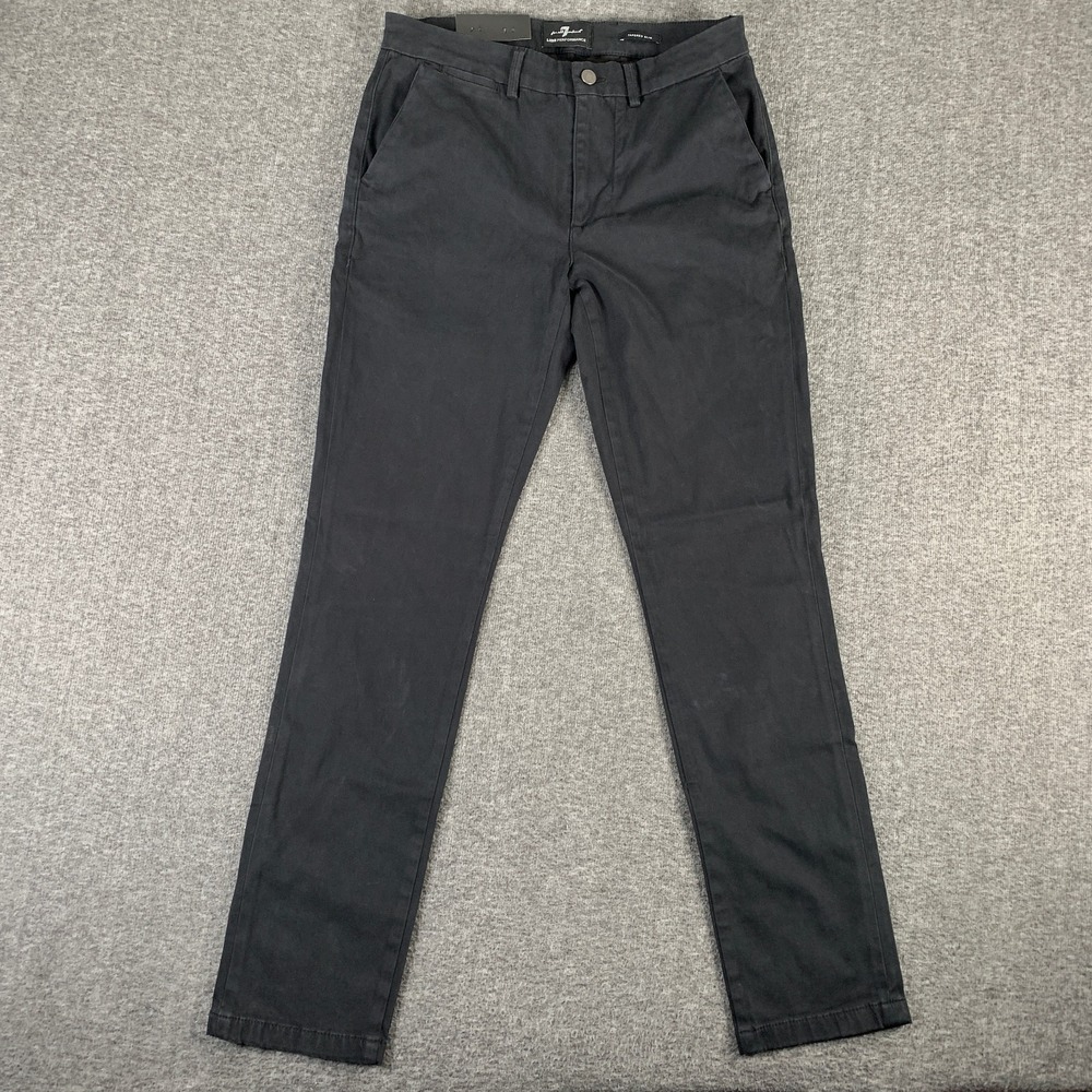 7 For All Mankind Luxe Performance Chino Pants Men 31x31 Black Slim Tapered NEW